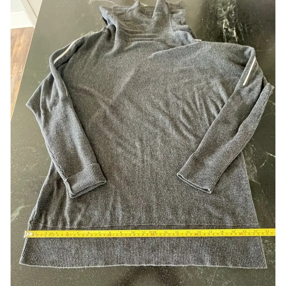 Michael Kors Gray zipper accent Cowl-neck long sleeve sweater XL